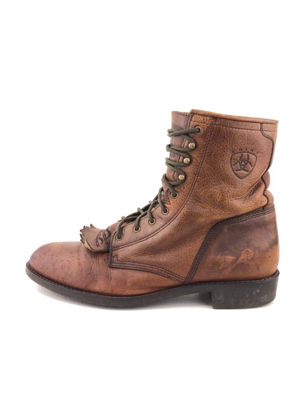 Ariat Heritage Brown Leather Kiltie Western Lacer Boots 11